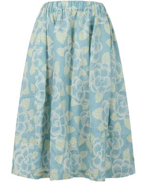 Marni Ramie Elasticated Skirt With Banjo Print - Blue