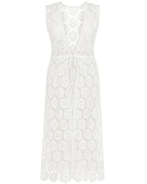 Seafolly Robe De Plage En Crochet À Dentelle Fleurie - White