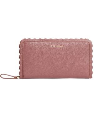 Coccinelle Large Leather Lace Scalloped-Edge Pebbled Wallet - Purple