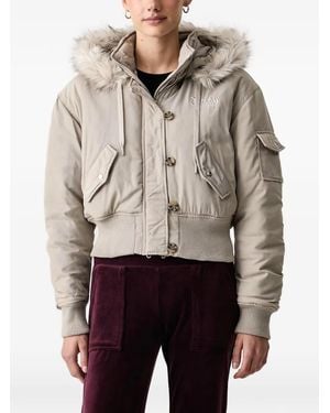 Juicy Couture Camille Faux-Fur Trim Embroidered Jacket - Grey