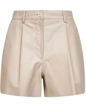 P.A.R.O.S.H. Short En Cuir À Design Plissé - Natural