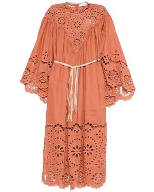 Zimmermann Awaken Embroidered Midi Dress - Orange
