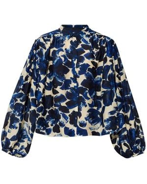 Munthe Lynx Floral-Print Blouse - Blue