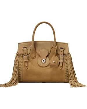 Ralph Lauren Small Ricky 27 Fringed Leather Tote Bag - Metallic