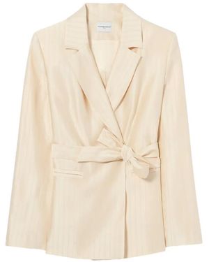 Claudie Pierlot Striped Belted Blazer - Natural