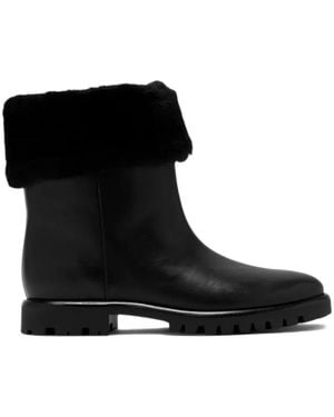 Vince Cameron Shearling-Trim Leather Ankle Boots - Black