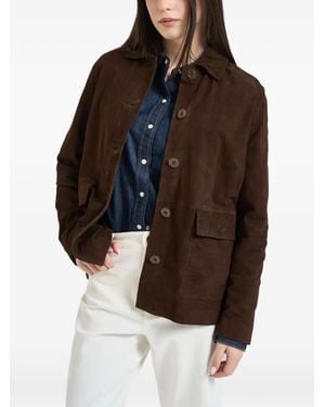 Bomboogie Button-Fastening Suede Jacket - Brown