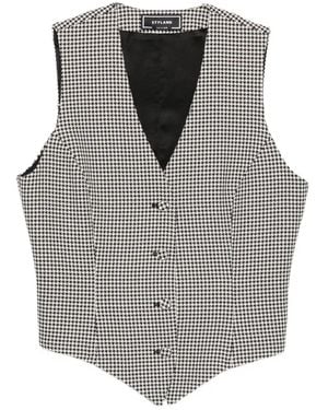 Styland Houndstooth-Pattern Waistcoat - Grey