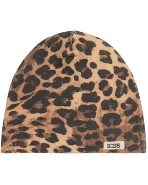 Gcds Leopard-Print Beanie Hat - Brown