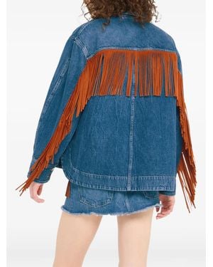Alanui Golden Dusk Fringed Denim Jacket - Blue
