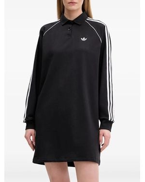 adidas Logo-Embroidered 3-Stripe Mini Dress - Black