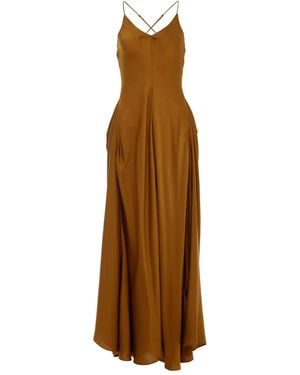 YANGKEHAN Cross-Back Side-Pocket Maxi Dress - Brown