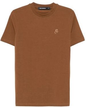 Karl Lagerfeld Embroidered Logo T-Shirt - Brown
