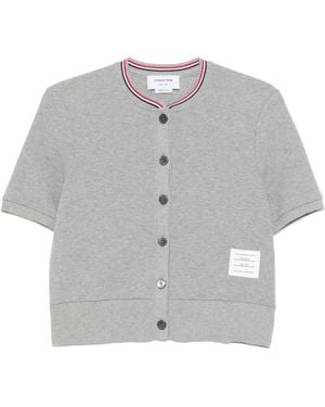 Thom Browne Rwbストライプ ワッフルニット カーディガン - グレー