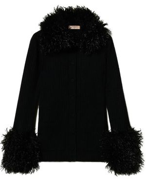 Twinset Faux-Fur Trim Cardigan - Black