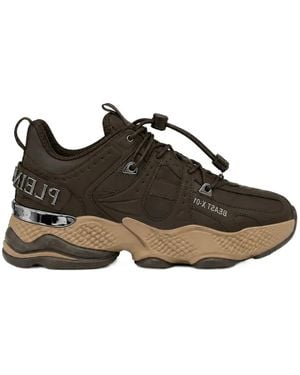 Philipp Plein Runner Beast X-01 Paneled Sneakers - Brown