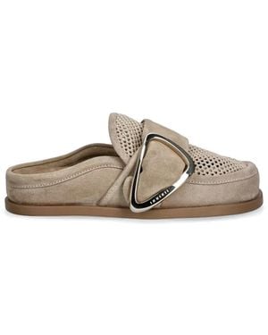 Inuikii Patchwork Buckle-Detail Mules - White