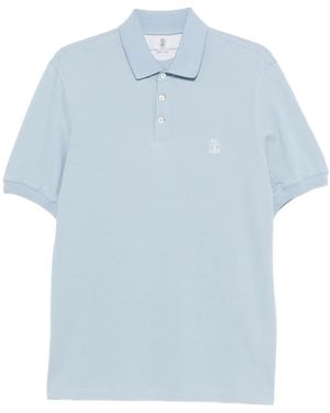Brunello Cucinelli Poloshirt Met Geborduurd Logo - Blauw
