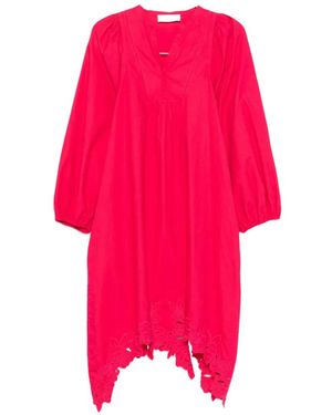 Blugirl Blumarine Cut-Out Floral-Embroidered Midi Dress - Pink