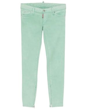 DSquared² Logo-Patch Zip-Detail Skinny Jeans - Green
