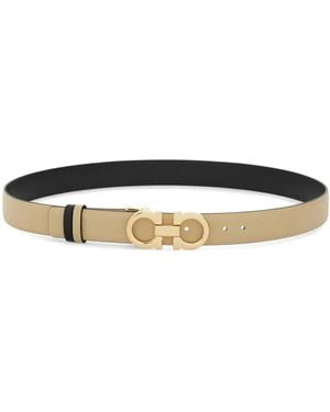 Ferragamo Adjustable And Reversible Gancini Belt - Grey