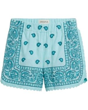 ORSINA Bermudas Con Motivo De Bandana - Azul