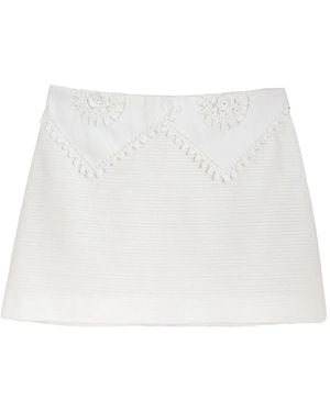 RAQUETTE Minifalda de algodón con ribete de encaje - Blanco