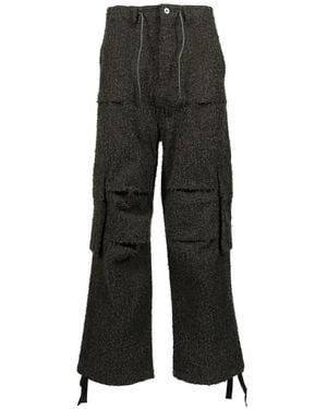 FILTH Distressed Drawstring Cargo Trousers - Black