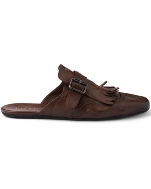 Prada Shuffle Mules mit Fransen - Braun