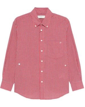 DUNST Checked-Pattern Button-Fastening Shirt - Pink