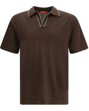 Cruna Knitted Collar T-Shirt - Brown