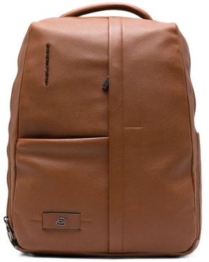 Piquadro Rucksack Mit Logo-Schild - Braun