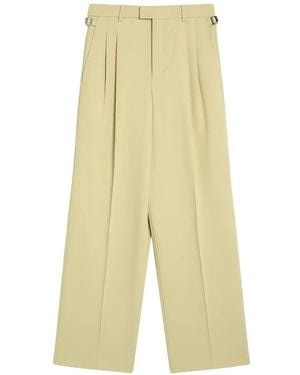 Ami Paris Pleated Virgin Wool Trousers - Yellow