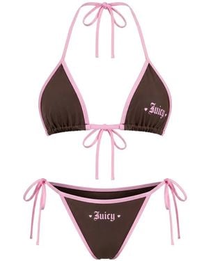 Juicy Couture Triangel-Bikini Mit Logo-Print - Pink
