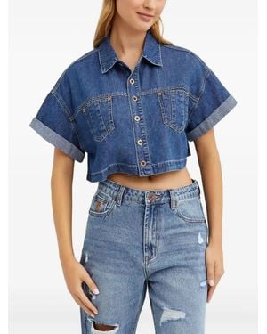 One Teaspoon Chemise En Jean À Coupe Crop - Bleu