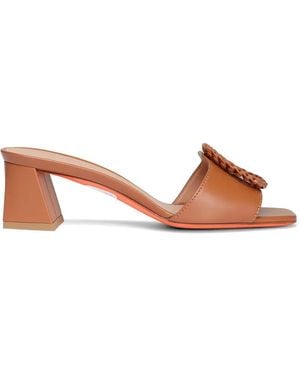 Santoni Braided-Buckle Sandals - Brown