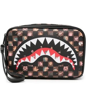 Sprayground Kulturbeutel Mit Hai-Print - Schwarz