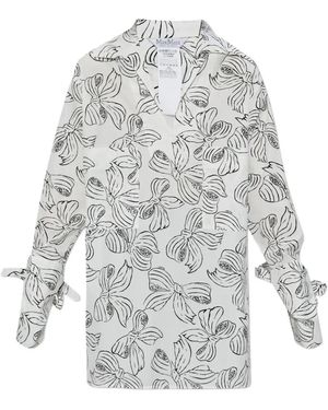 Max Mara Camisa Con Lazo Estampado - Blanco