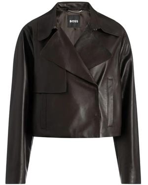 BOSS Klassische Lederjacke - Schwarz