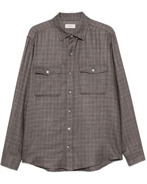 Agnona Check-Pattern Flap-Pocket Shirt - Grey
