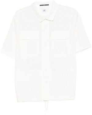 C.P. Company Short-Sleeve Drawstring-Hem Overshirt - White