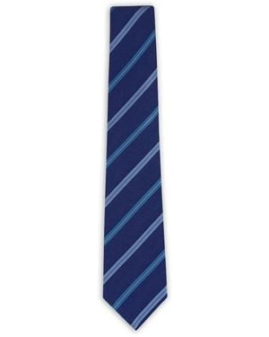 Kiton Striped Silk Tie - Blue