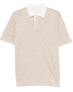 Eleventy Contrast-Panel Polo Shirt - White