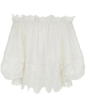 CAMILLA Broderie-Anglaise Off-Shoulder Top - White
