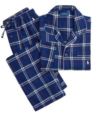 Polo Ralph Lauren Geruite Flanellen Slaapset - Blauw