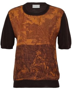 Pierre Louis Mascia T-Shirt mit grafischem Print - Braun