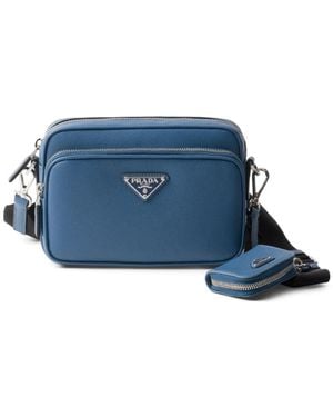 Prada Schultertasche Aus Saffiano-Leder - Blau