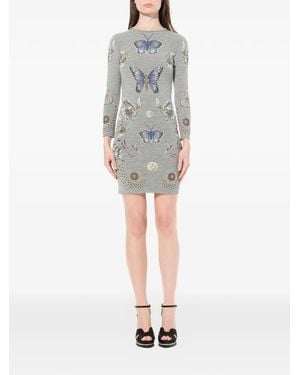 McQueen Butterfly Jacquard Knit Dress - Blue