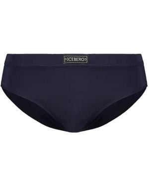 Iceberg Logo-Patch Swim Briefs - Blue
