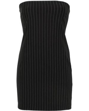 Patrizia Pepe Wide-Neck Pinstriped Minidress - Black